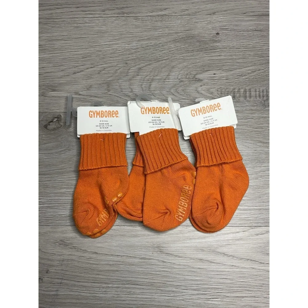 Gymboree Basic Orange‎ Boys Size 6-12 M Socks NWT